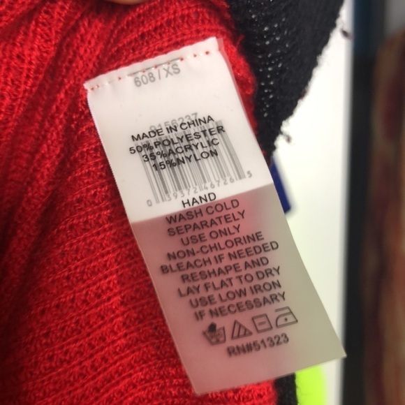 Vince Camuto Red Black Block Lightweight Sweater XS - Picture 6 of 6